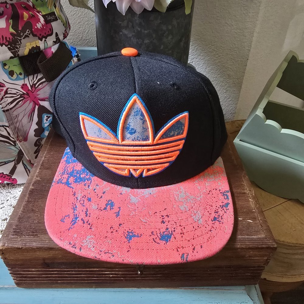 Adidas Kids Black and Orange Cap